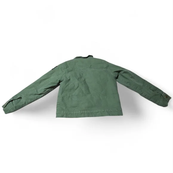 John Deere Kids Green Canvas Trucker Jacket Fleece Lined Size 8 - Picture 2 of 5